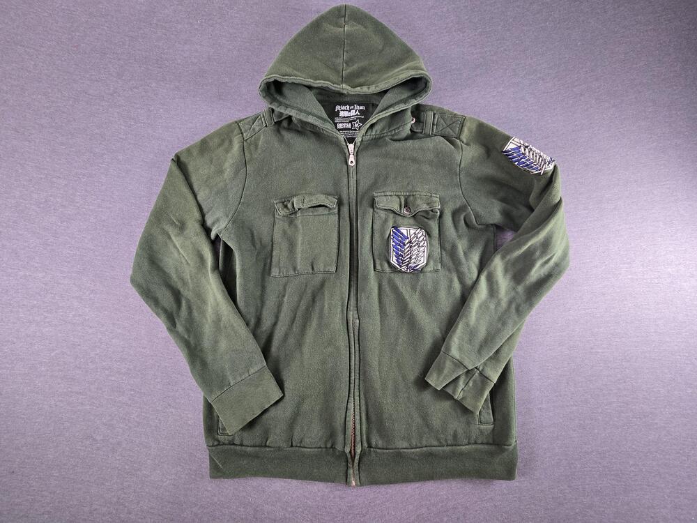 Ripple Junction Attack On Titan Hoodie Mens Medium Green Scout Regiment Full Zip